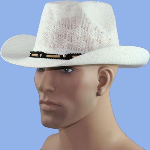 chapeau cowboy en toile blanc