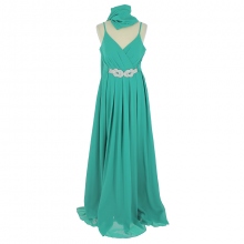 Robe de soirée drapée longue cache-cœur
