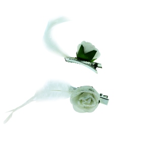 Pince à bec cheveux motif rose avec plume