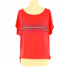 T-shirt loose incrusté de strass sur la poitrine