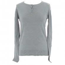Pull tendance avec épaules à dentelles et col boutonné