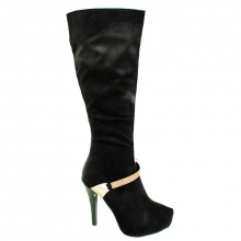 Botte femme imitation daim avec jolie décoration devant 