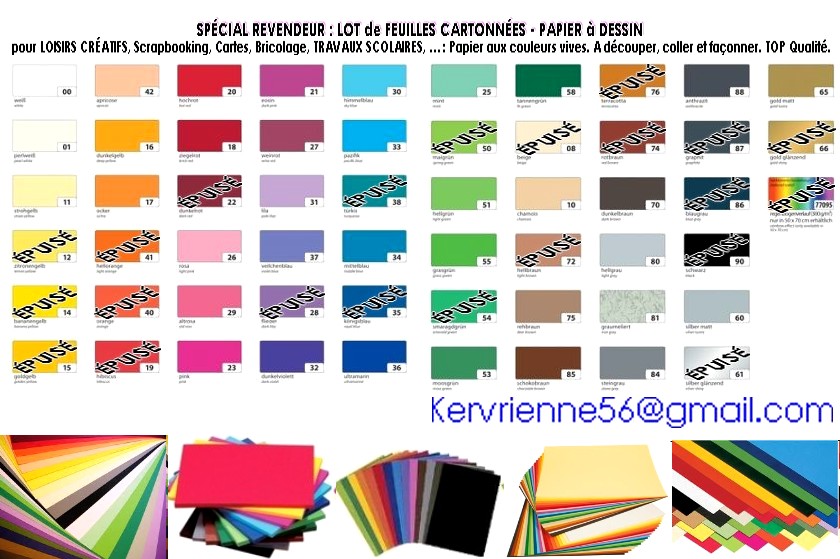 LOT de FEUILLES CARTONNÉES – PAPIER à DESSIN pour LOISIRS CRÉATIFS, Scrapbooking, Cartes, Bricolage, TRAVAUX SCOLAIRES, …