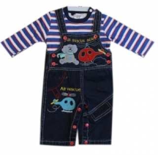 Ensemble fashion avec salopette jeans et t-shirt pour bébé garçon