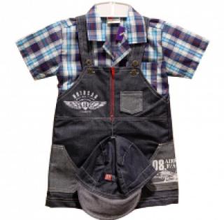 Ensemble salopette et chemise avec casquette pour bébé garçon