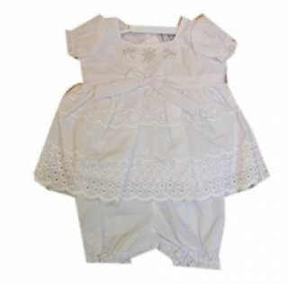 Joli ensemble robe brodée et bloomer pour bébé fille