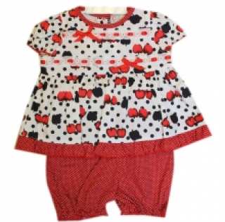 Ensemble robe imprimée et bloomer pour bébé fille