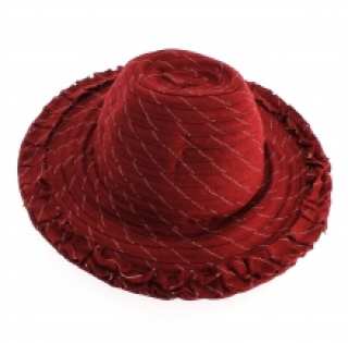 Chapeau capeline à rayures orné de volants