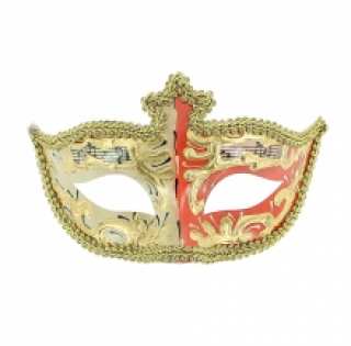 Masque vénitien loup bicolore orné de motif fantaisie