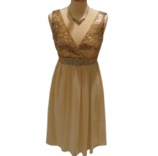 Robe de soirée pailletée avec foulard assortie