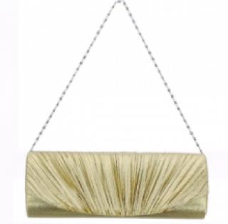 Sac de soirée avec rabat plissé et bandoulière en chaîne