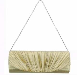 Sac de soirée avec rabat plissé et bandoulière en chaîne