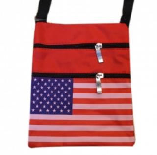 Sac bandoulière vertical multipoche avec motif drapeau américain