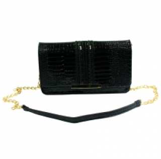 Sac à bandoulière en reptile avec chaîne dorée