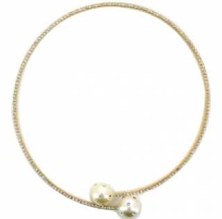 Collier ras-de-cou paré de strass avec perles