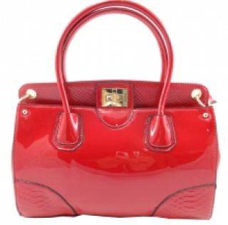 Sac à main verni avec empiècement reptile