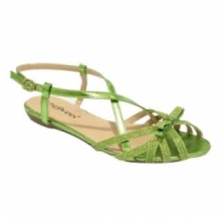 Sandales femmes plates décorées de nœud avec brides fines pailletées et brillantes