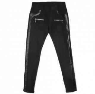 Pantalon slim avec poches zippées et empiècement cuir