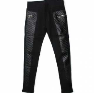 Pantalon avec poches zippées et cuir matelassé