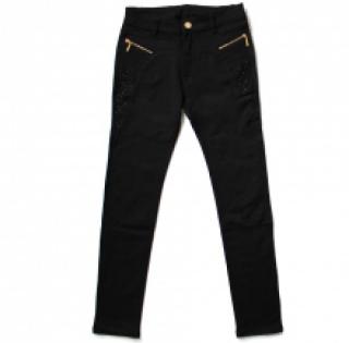 Pantalon orné de strass avec poches zippées