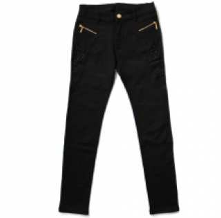 Pantalon orné de strass avec poches zippées