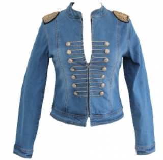Veste officier en jeans avec chaînes sur les épaules
