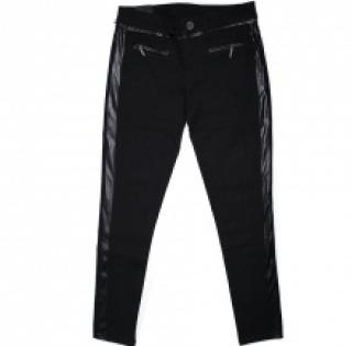 Pantalon noir avec liseré en cuir