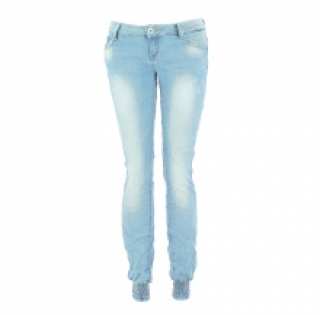 Jeans skinny délavé avec élastique à la base