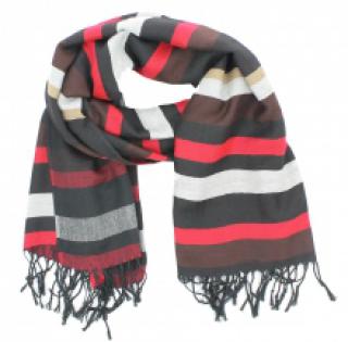 Écharpe à rayures multicolores bordée de franges