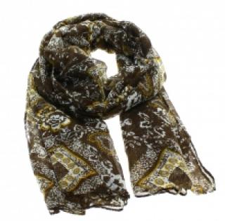 Écharpe imprimée fleurie et losanges