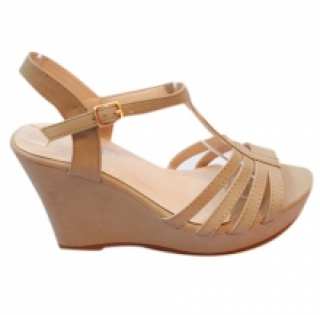 Sandales compensées khaki avec multi-brides