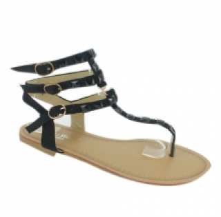 Sandales noires cloutées façon spartiate