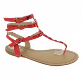Sandales rouges cloutées façon spartiate