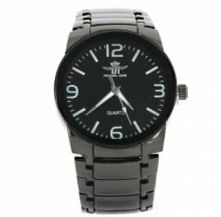Montre métal ronde noire pour homme