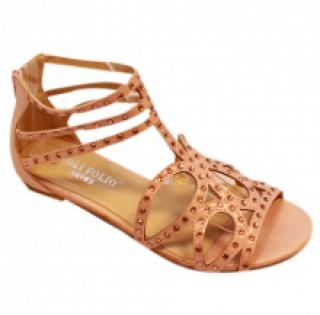 Sandales cloutées façon spartiate rose