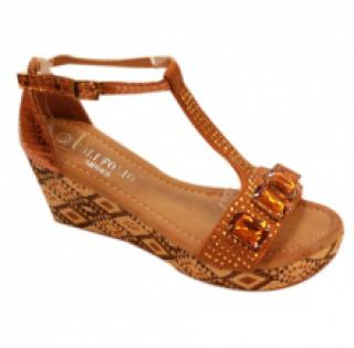 Sandales camel compensées