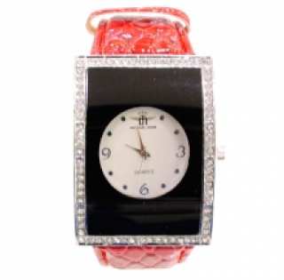 Montre-bracelet rectangulaire pour femme ornée de strass