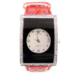 Montre-bracelet rectangulaire pour femme ornée de strass