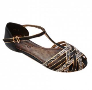 Sandales noires imprimées avec brides croisées