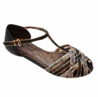 Sandales noires imprimées avec brides croisées