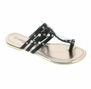 Sandales noires parées de strass