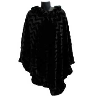 Poncho femme en fausse fourrure ondulée