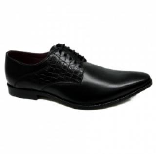 Chaussures de ville avec bout pointu et rabat en croco