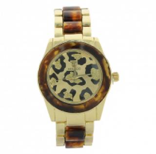 Montre métal avec cadran léopard