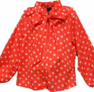 Chemise à pois pour fille avec nœud et volants sur le col