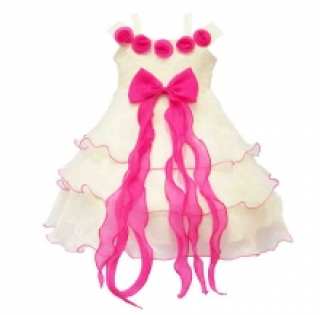 Robe à volants ornée de roses et nœud devant