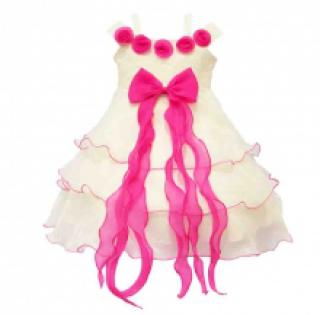 Robe à volants ornée de roses et nœud devant