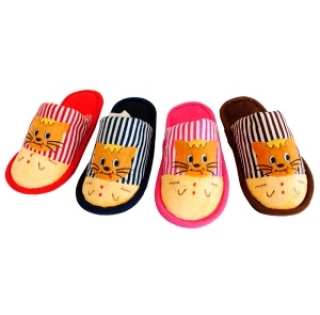 Pantoufle à rayure pour enfant avec motif chat dessus