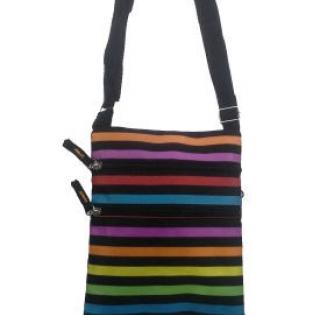 Sac bandoulière vertical à rayures multicolores