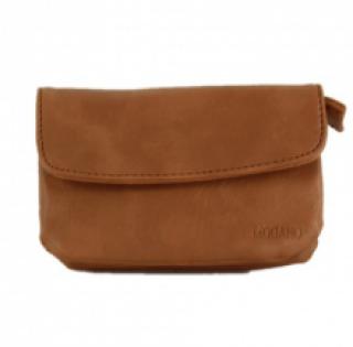 Porte-monnaie à rabat bordé de surpiqûre avec zip au dos